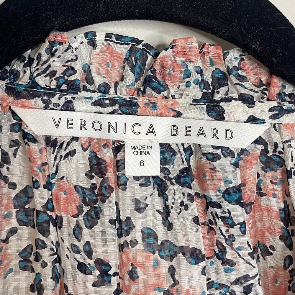 Veronica Beard |  Antonette Long-Sleeve Floral Silk Top Size 6 - Picture 5 of 8